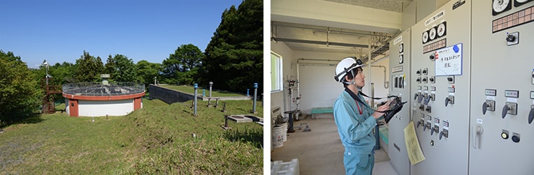 Left: Ofuna Water Purification Plant; right: field inspections